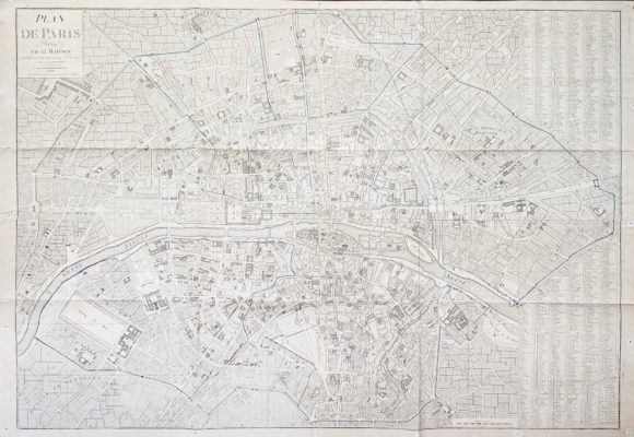 Grand plan mural ancien de Paris