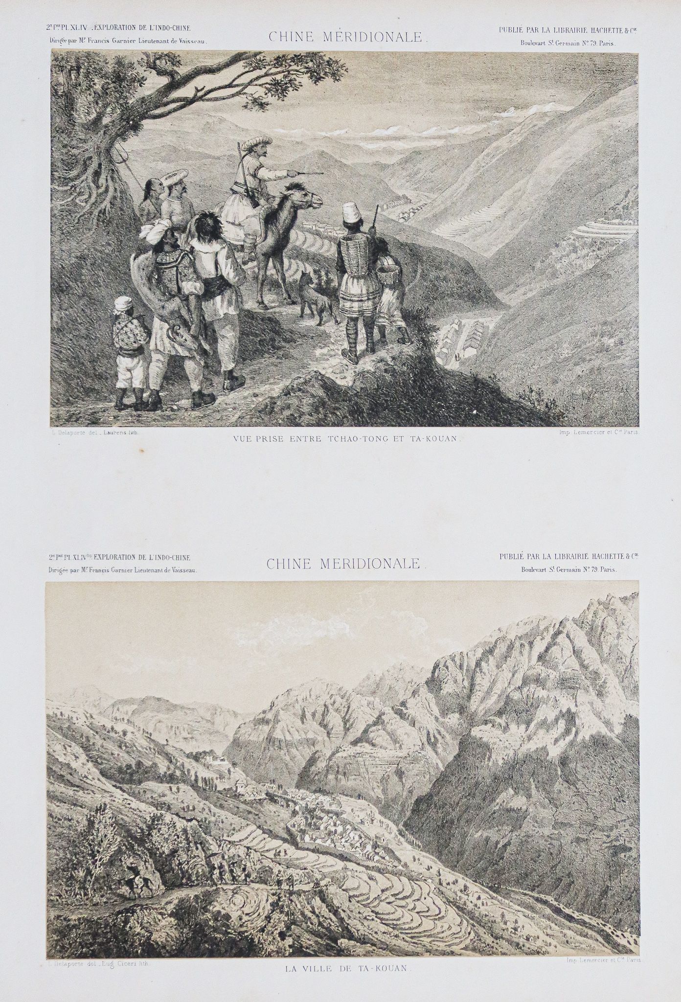 Lithographie ancienne de la Chine méridionale