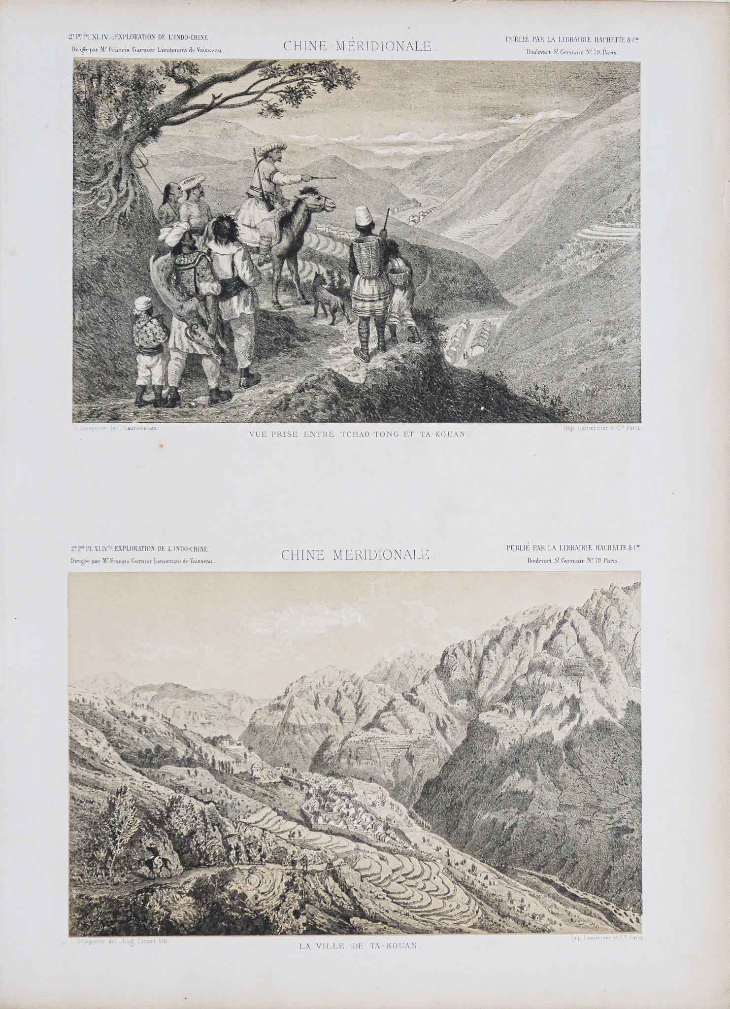 Lithographie ancienne de la Chine méridionale