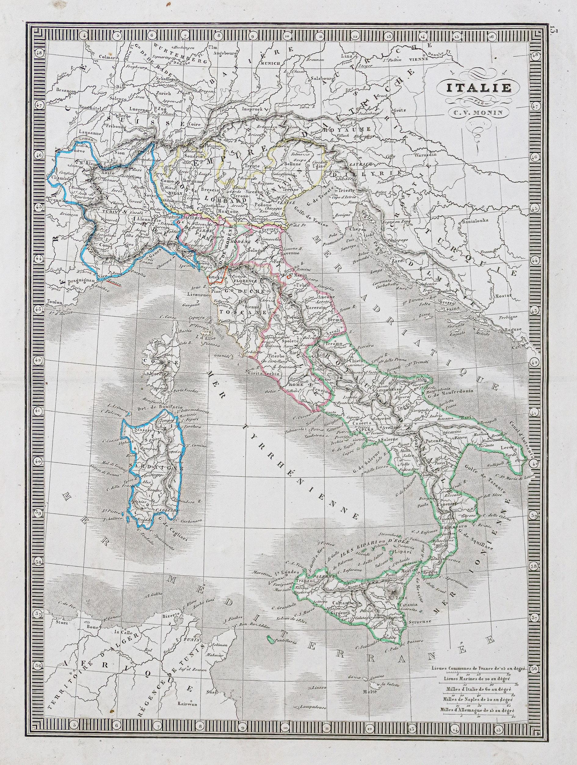 Carte géographique ancienne - Italie