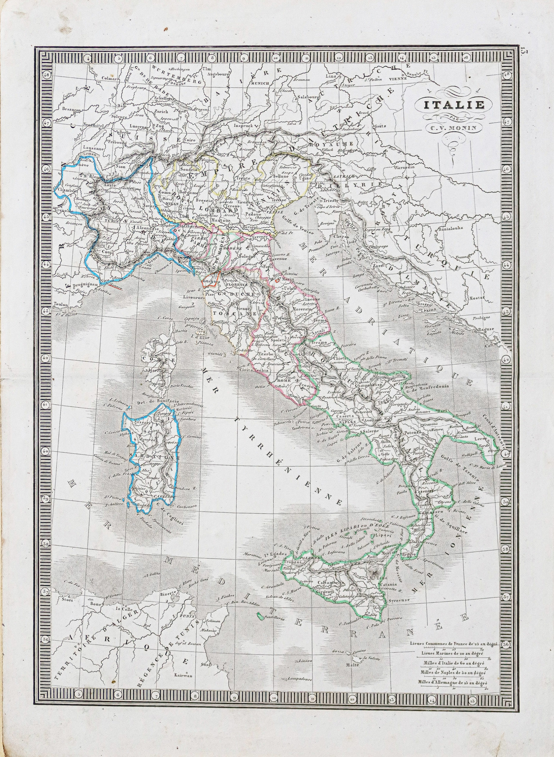 Carte géographique ancienne - Italie
