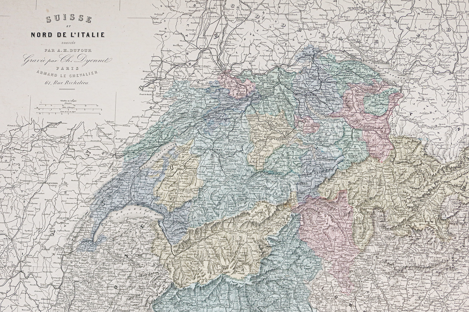 Carte géographique ancienne de Suisse