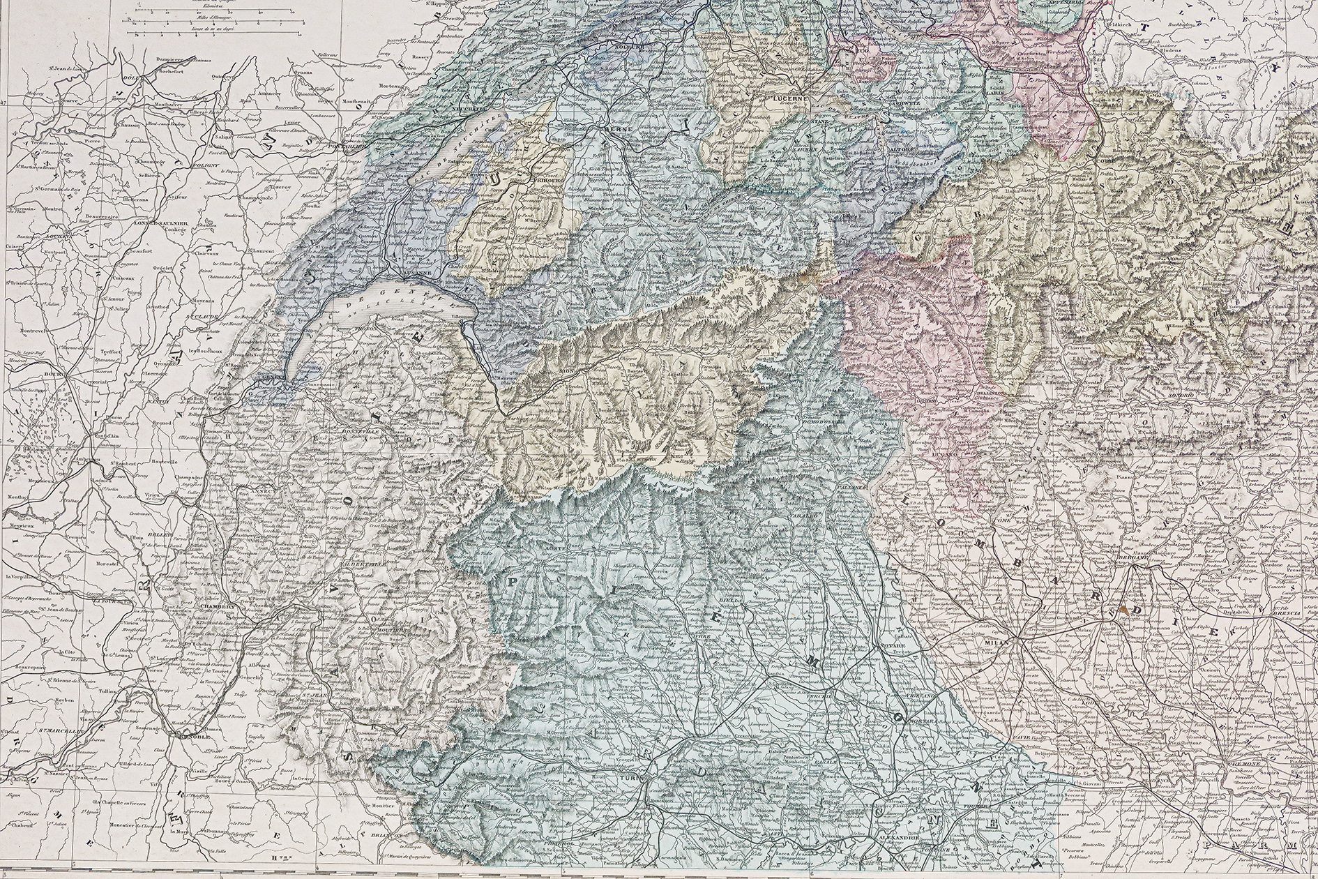 Carte géographique ancienne de Suisse