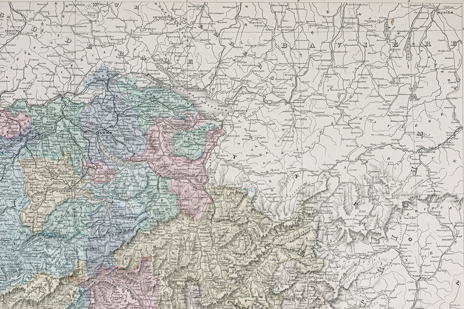 Carte géographique ancienne de Suisse