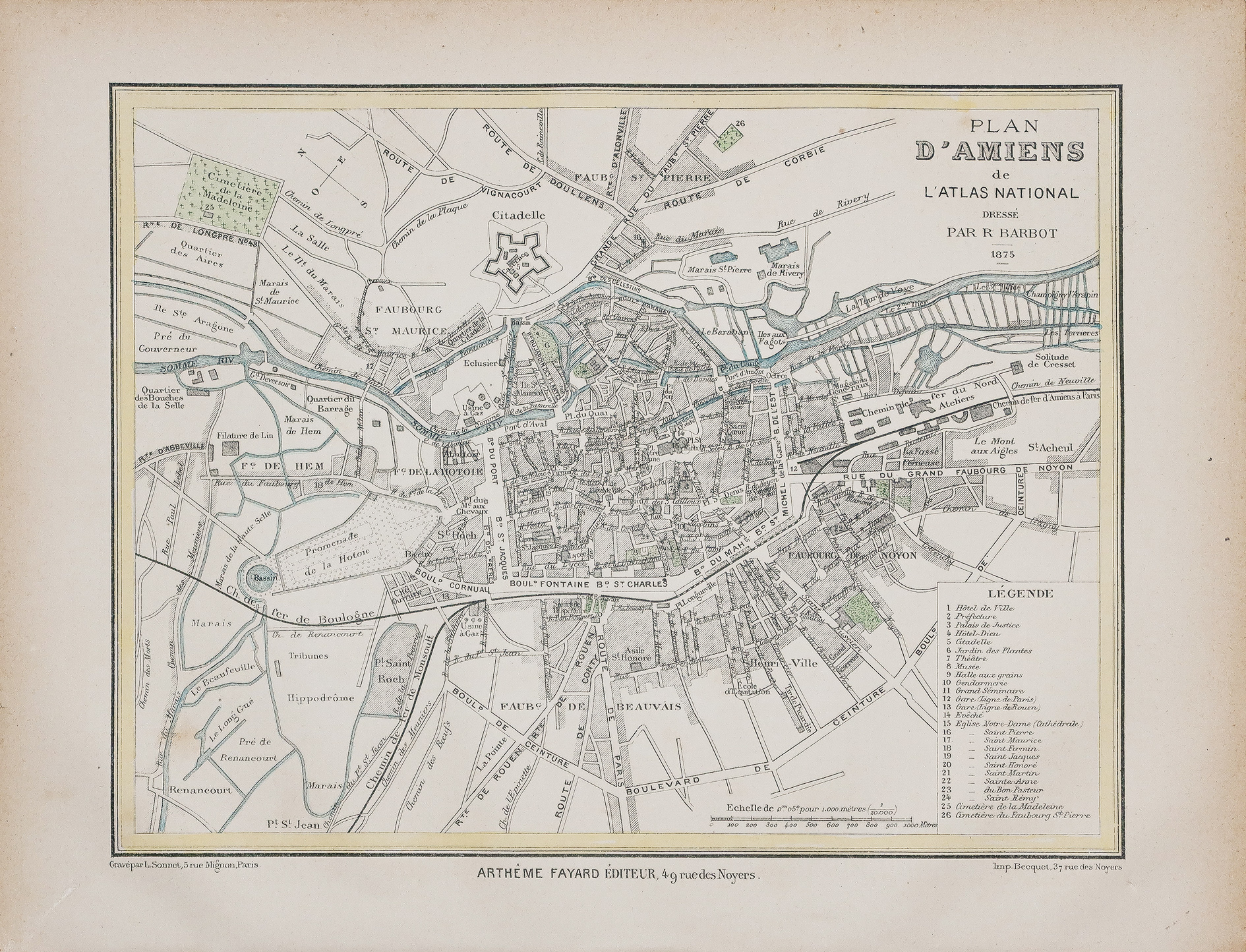 Plan ancien de la ville d'Amiens