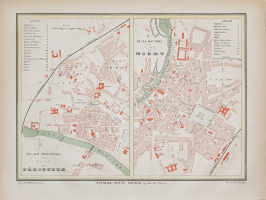 Plan ancien de la ville de Périgueux et Niort