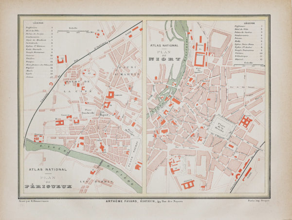 Plan ancien de la ville de Périgueux et Niort