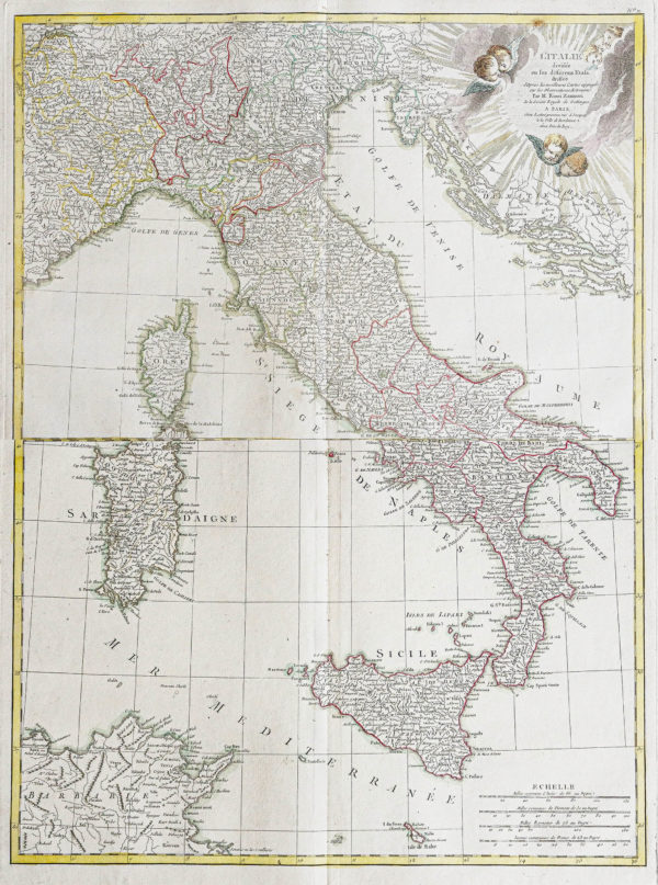 Carte géographique ancienne de l'Italie