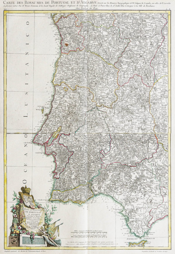 Carte géographique ancienne du Portugal