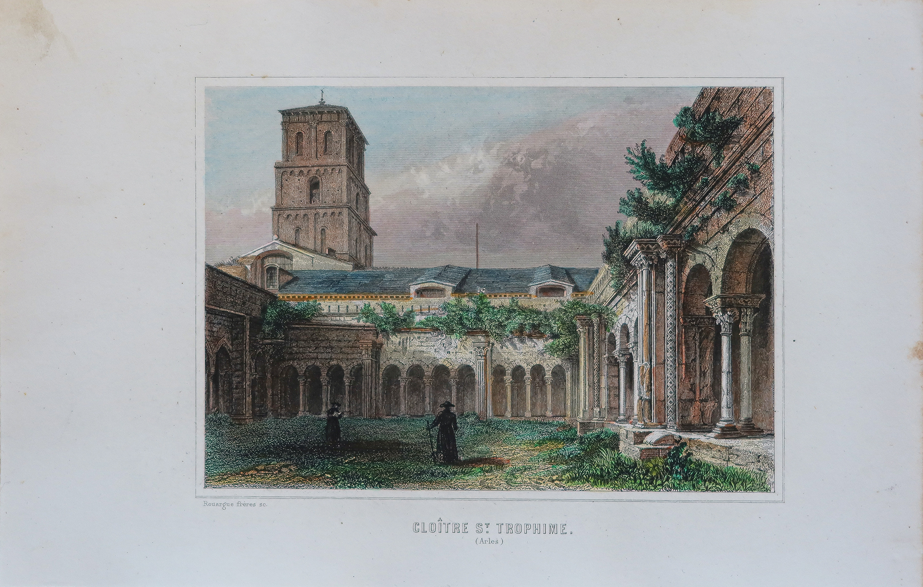 Gravure ancienne du Cloître St Trophime - Arles