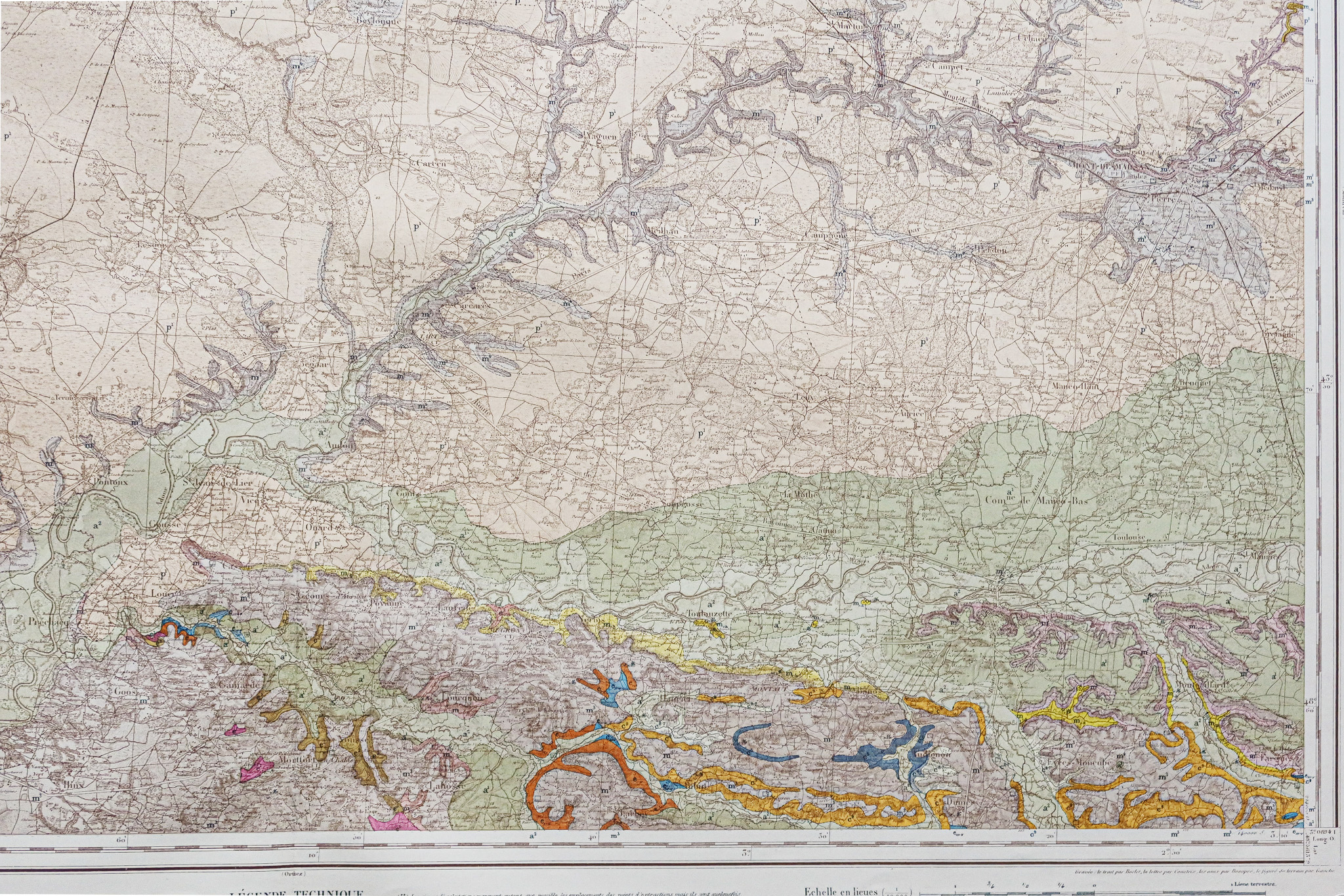 Carte géologique des environs de Mont de Marsan