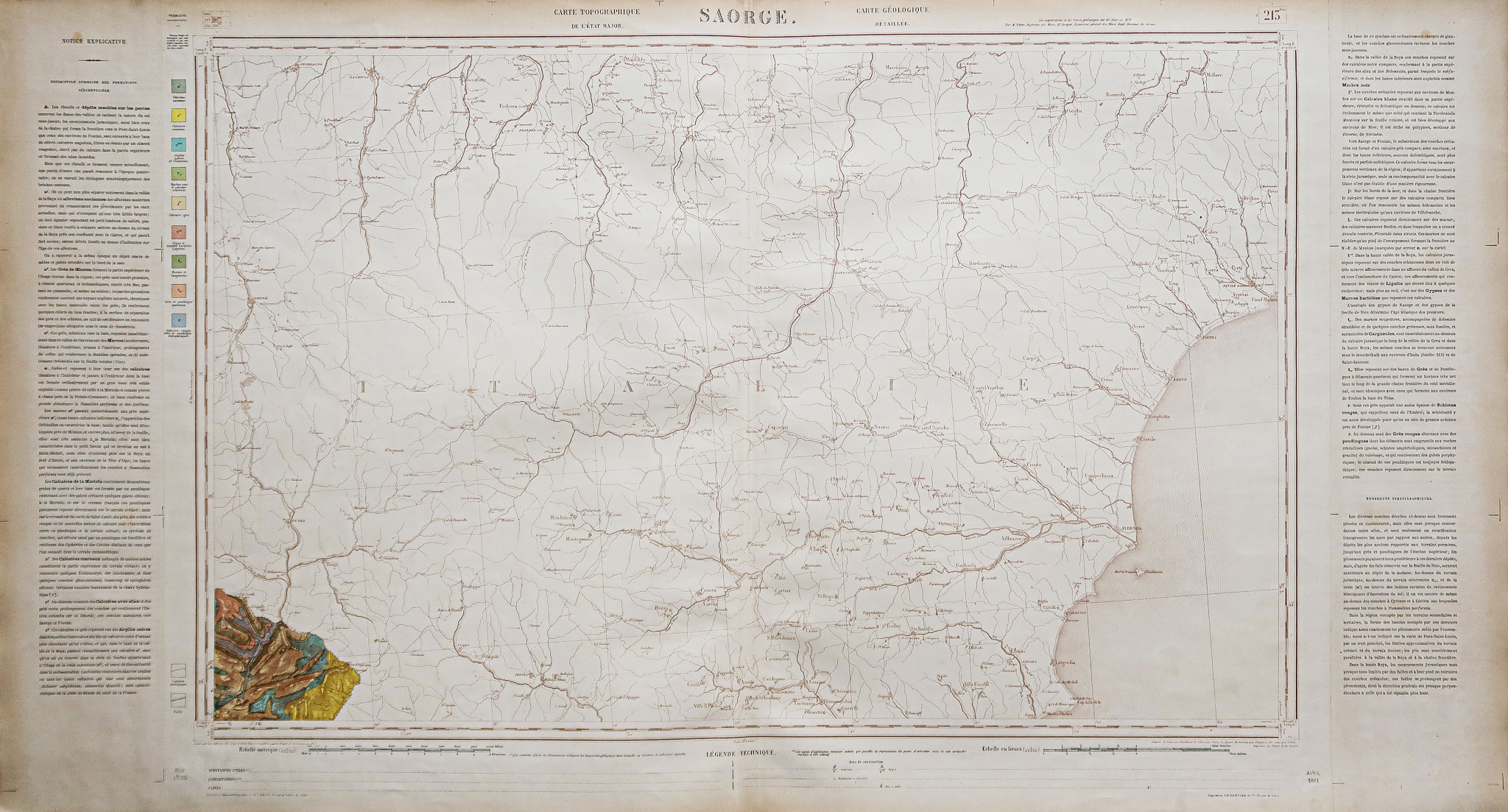 Carte géologique des environs de Saorge
