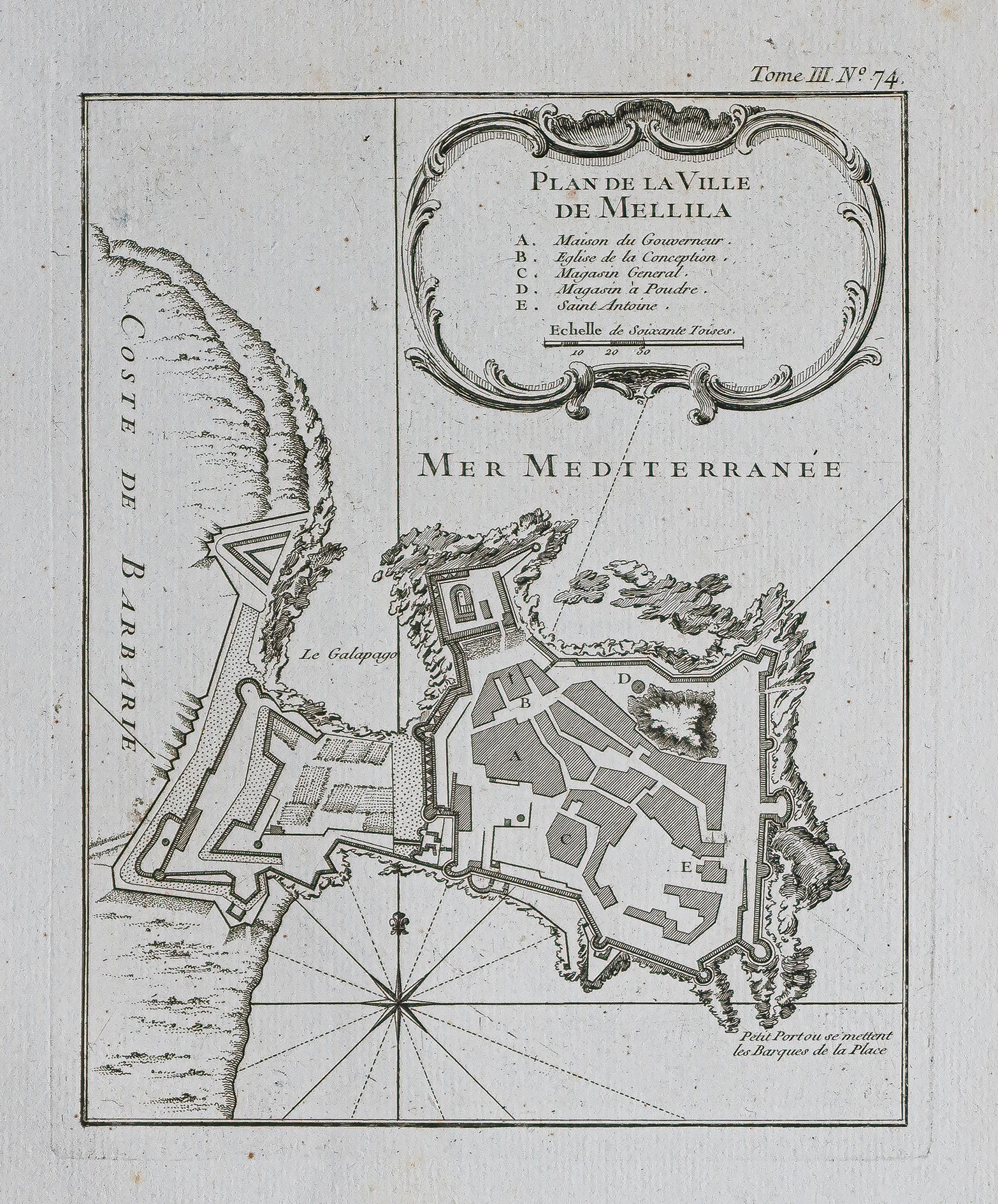 Plan ancien de la ville de Melilla - Espagne - Maroc