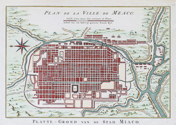 Plan ancien de la ville de Kyoto - Meaco - Japon