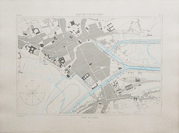 Carte marine ancienne du port de Caen