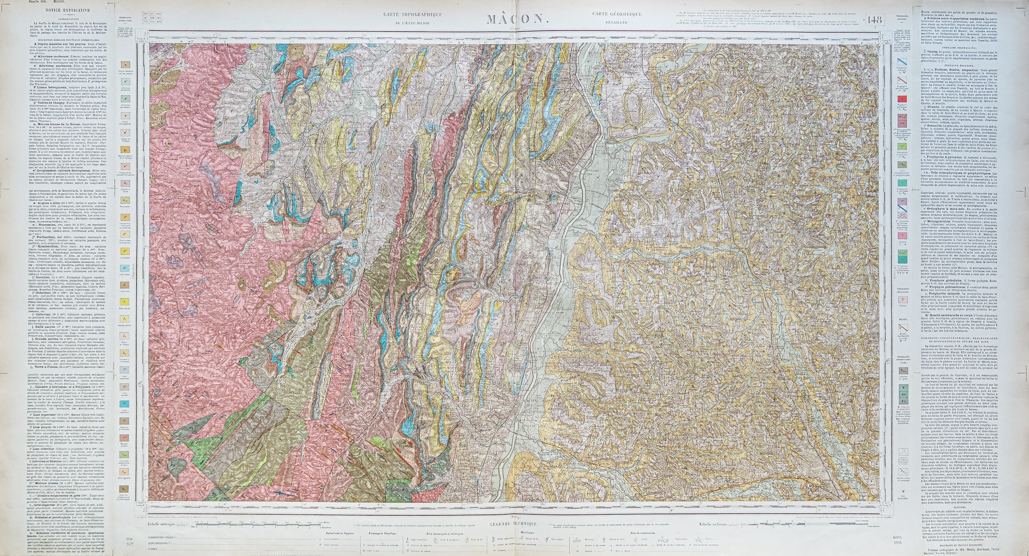 Carte géologique des environs de Mâcon
