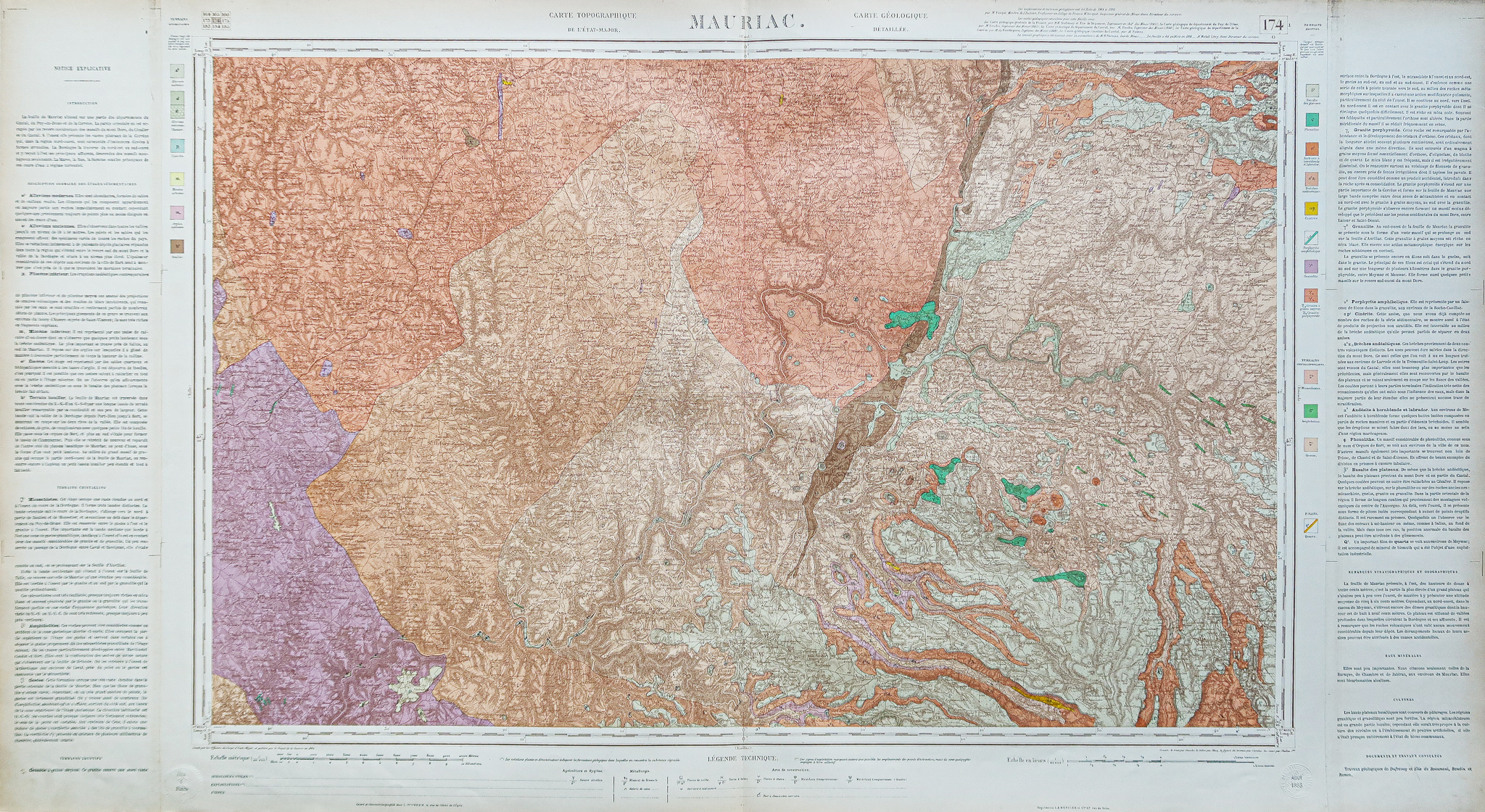 Carte géologique des environs de Mauriac