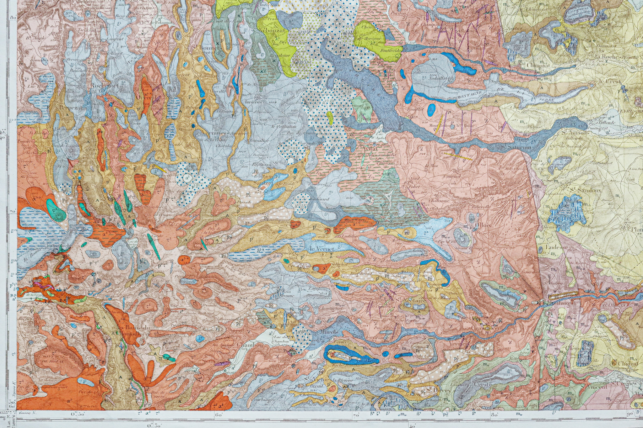 Carte géologique des environs de Clermont-Ferrand