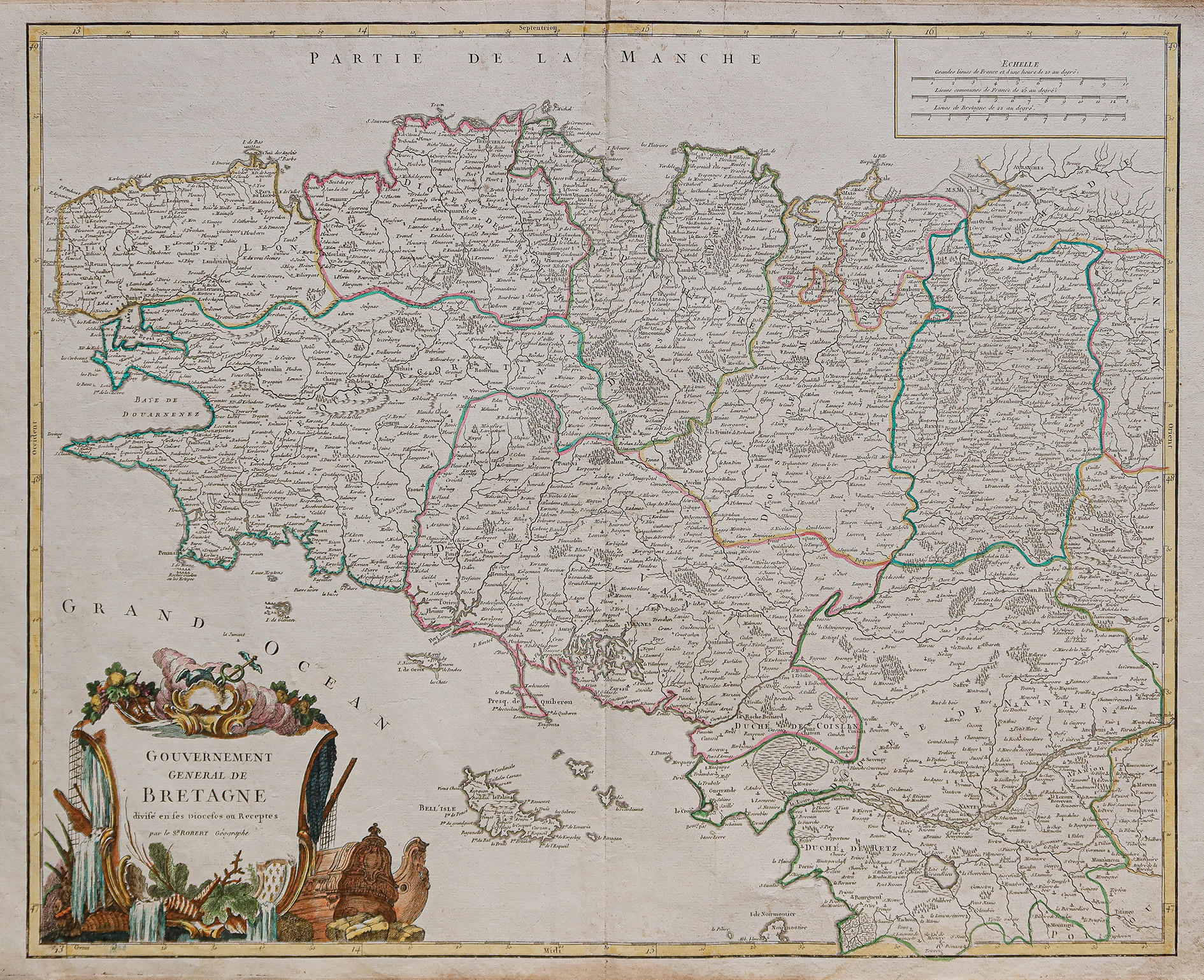 Carte géographique ancienne de la Bretagne