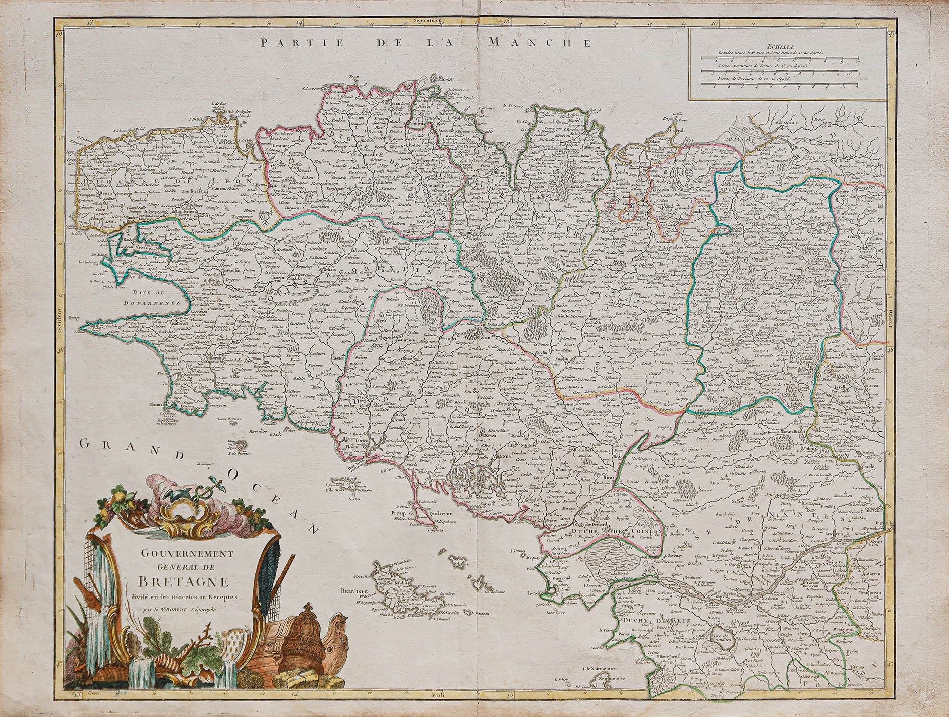 Carte géographique ancienne de la Bretagne