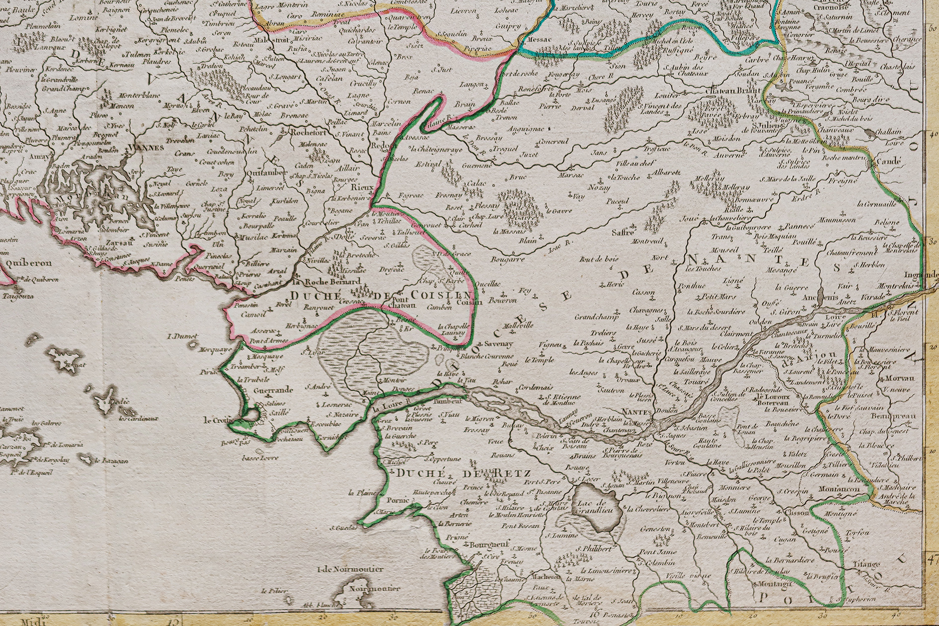 Carte géographique ancienne de la Bretagne