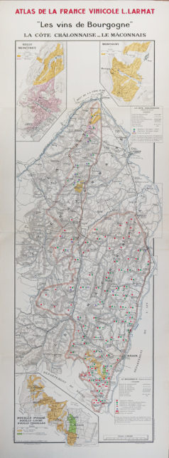 Carte vinicole ancienne - Côte chalonnaise - Le Mâconnais