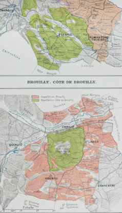 Carte vinicole ancienne de Bourgogne Le Beaujolais