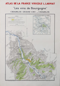 Carte vinicole ancienne de Bourgogne Le Chablis