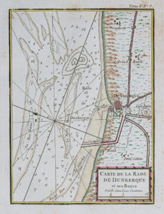 Carte marine ancienne de la Rade de Dunkerque