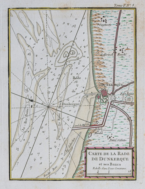 Carte marine ancienne de la Rade de Dunkerque
