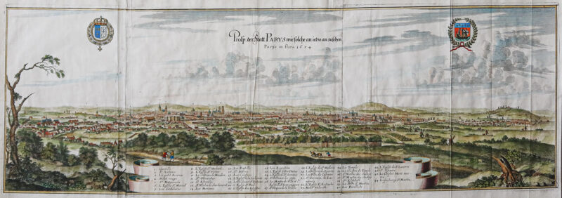 Panorama ancien des environs de Paris gravure