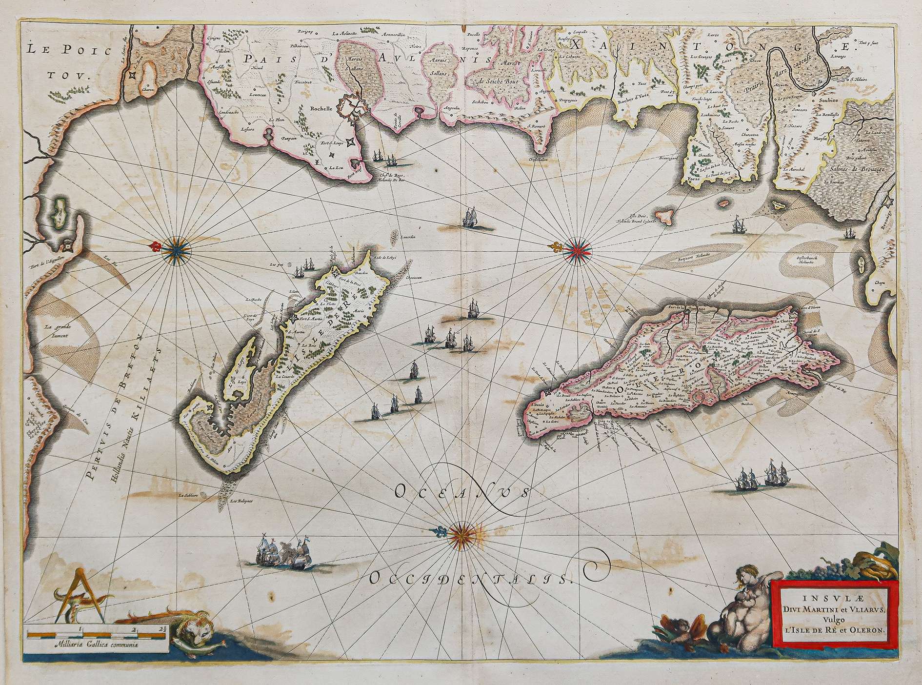 Carte géographique ancienne de l’île de Ré et Oléron