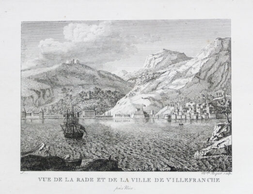 Gravure ancienne de la Rade de Villefranche-sur-Mer